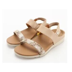 Strive Isla Womens Arch Support Sandals Tan Animal Print Leather Size 9 / EU 41